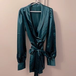 Turquoise satin romper